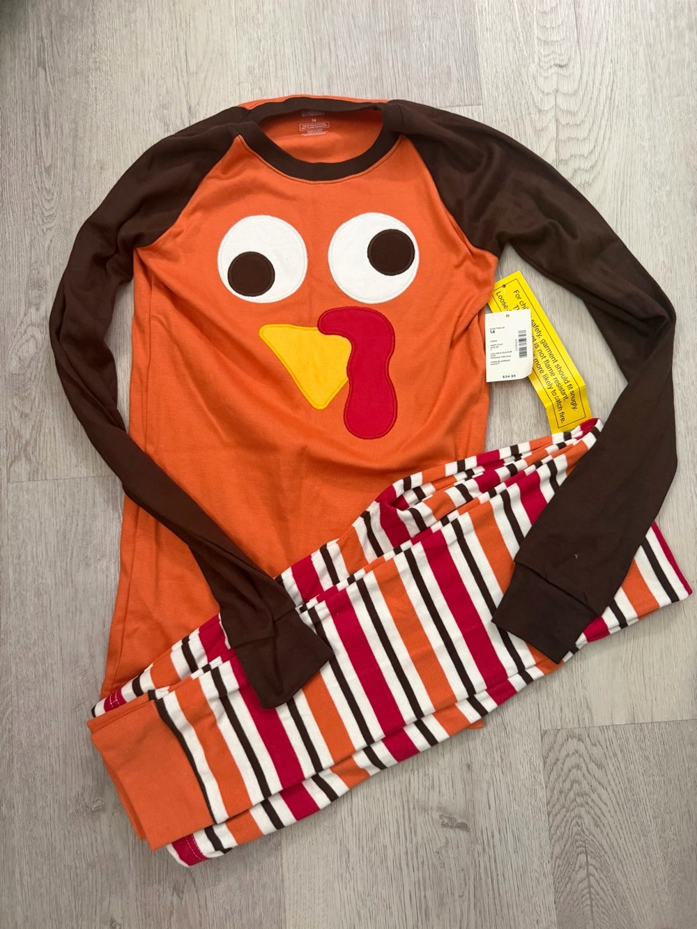 Gymboree Orange Brown Turkey Face Kids Pajama Set